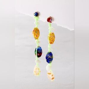 NWT Free People Ariana Ost Voyage Dangle Earrings Neon Crystal Beaded